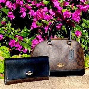 Coach Signature Sierra Mini Handbag and Matching Trifold Wallet Bundle